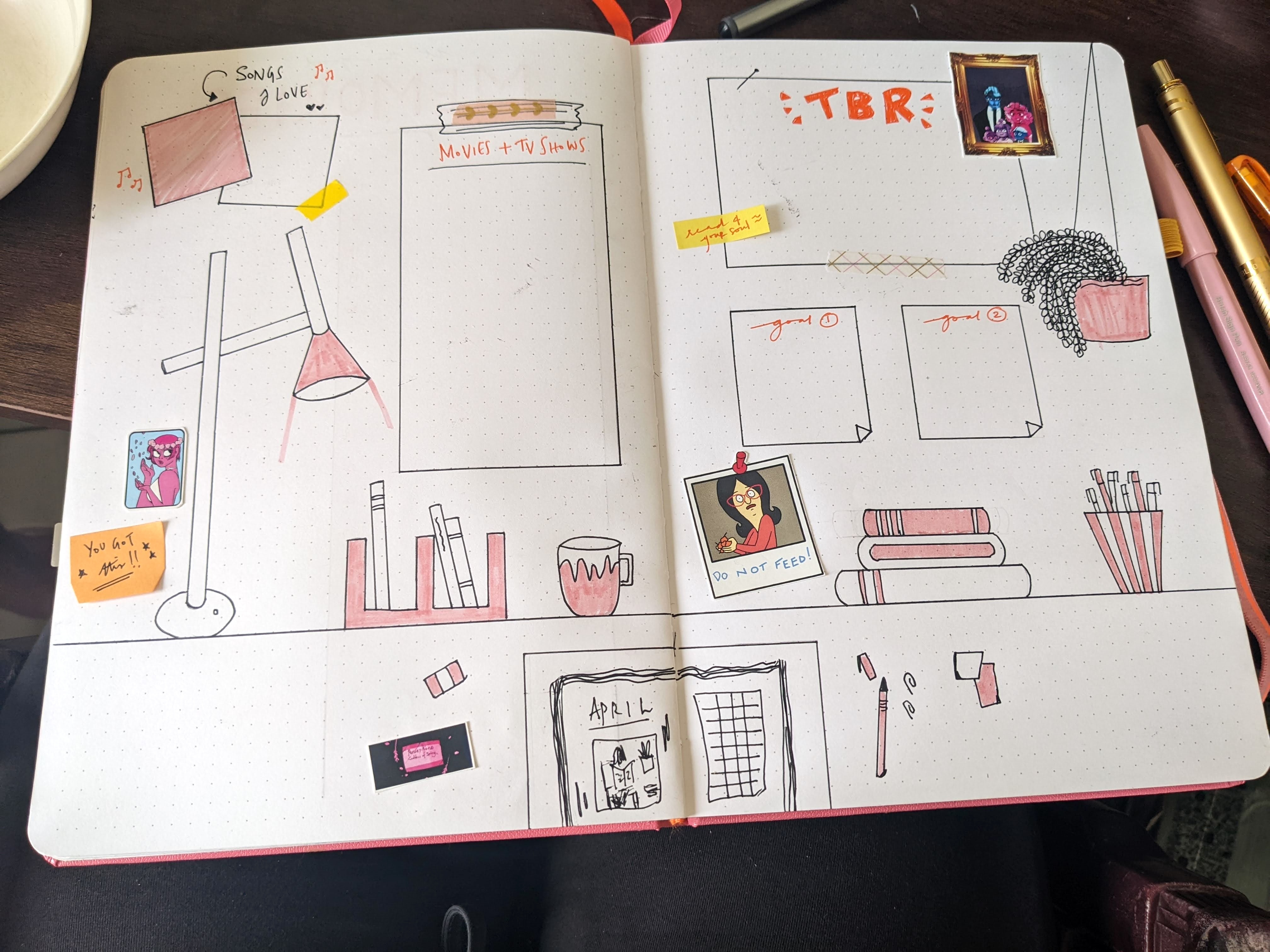 bullet journal spreads bobs burgers theme