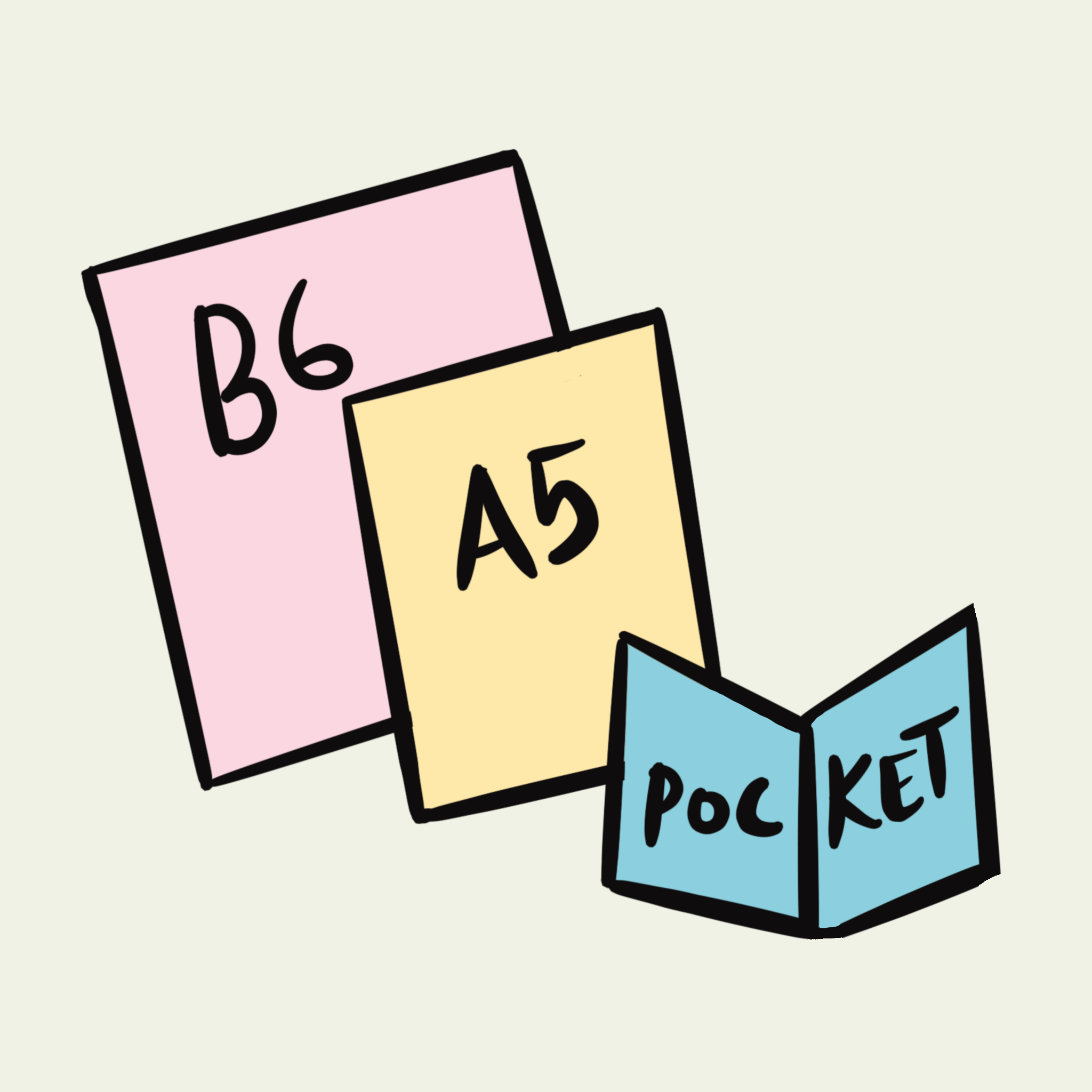a flat lay of different notebook sizes and paper types