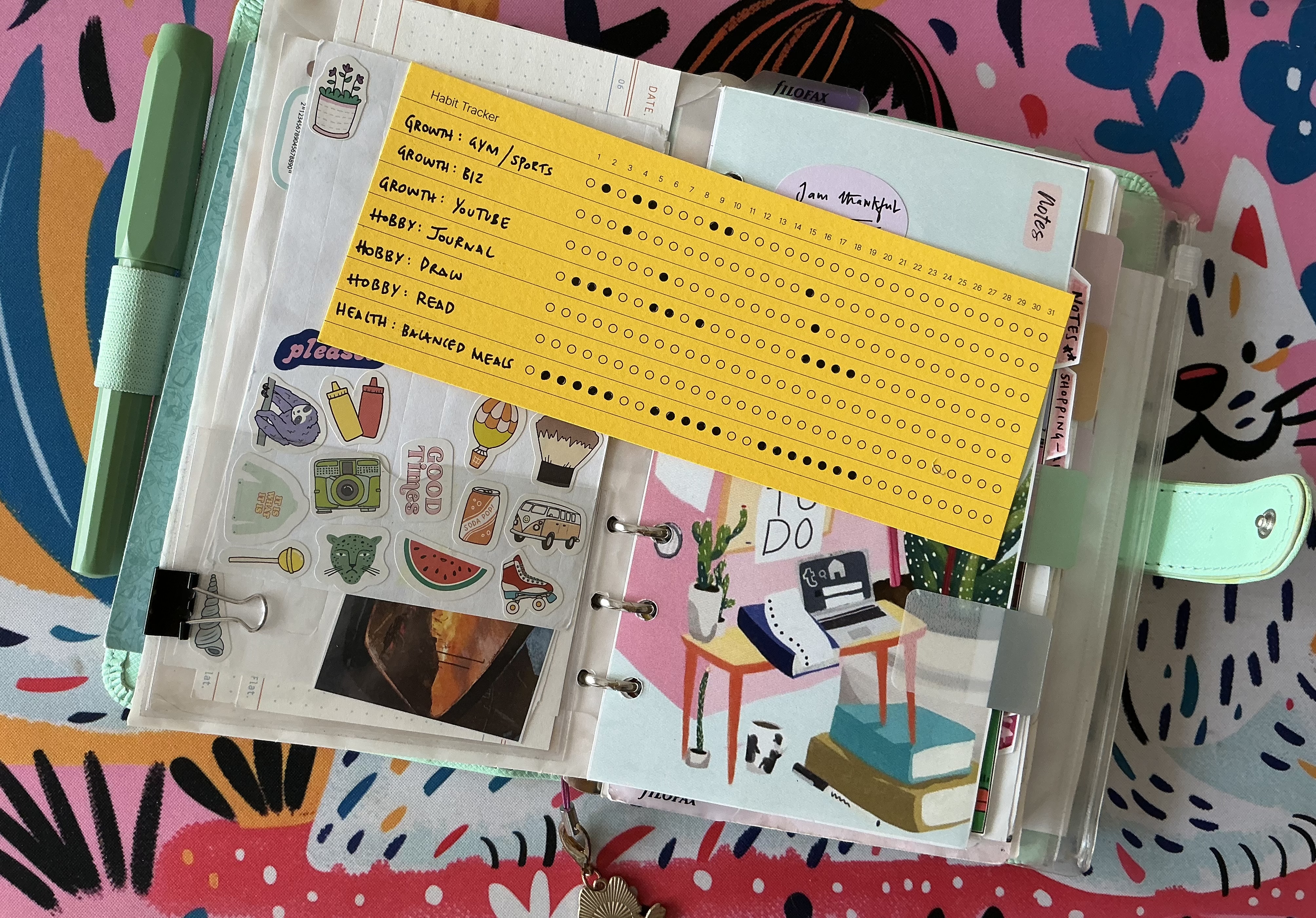Roda notes habit tracker in use by Curvy Noodle to track various habits over different months